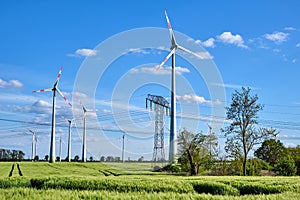 Overhead power lines and wind engines