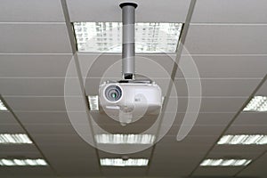 Overhead projector under the ceiling in boardroom