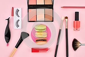 Overhead set, fashion woman essentials cosmetics