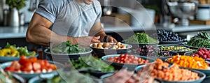 Chef preparing a variety of salads photo