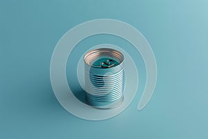 Solitary Tin Can on Solid Background