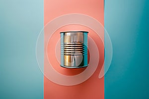 Solitary Tin Can on Solid Background