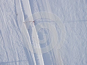 overhead top view of yoke ski lift