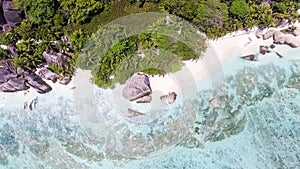 Overhead view of Anse Source D'argent in La Digue - Seychelles I