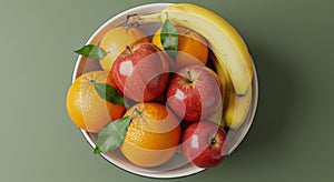 Overhead View of a Bowl of Fresh Fruit