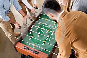 Overhead view of business people playing