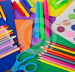 Drawing and coloring School Supplies photo