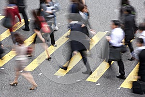 Overhead View Of Commuters Crossing Busy Street