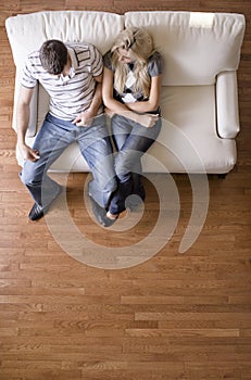 Overhead View of Couple on Love Seat