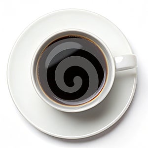 Overhead view of a cup of black coffee