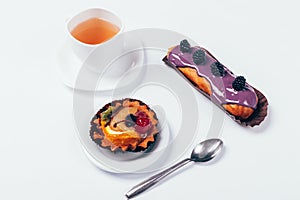 Overhead view cup of fresh tea