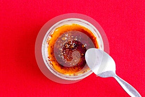 Overhead view of delicious browned creme brulee