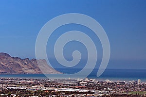 Overhead view of False Bay and Cape Town