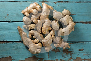 Overhead view of gingers on table