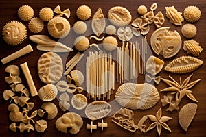 overhead view of hand-cut pasta shapes