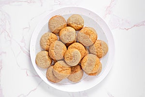 Overhead view of homemade snickerdoodle cookies