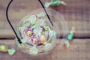 Overhead view Jar full of Candy