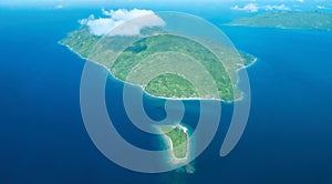 Aerial view of two islands in the Verde Channel in the Philippines. photo