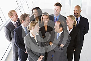 Overhead view of office staff