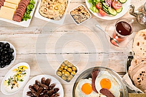 Overhead view of oriental breakfast