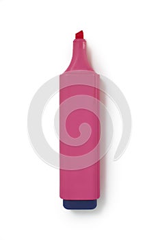 Pink highlighter pen on white background