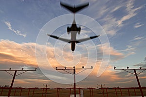 Overhead view of plane landing