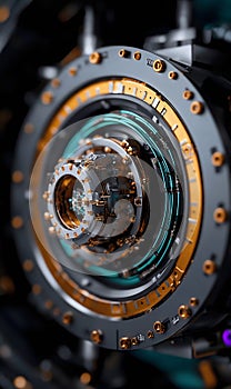 Overhead view of a quantum computer cryostat system