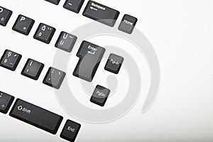 Overhead view of a Qwerty computer keyboard