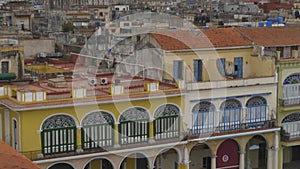Overhead view of rooftops and buildings in Havana, Cuba