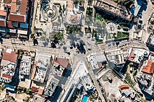 Overhead view of roundabout at Archibishop Makarios III avenue. Ayia Napa, Cyprus