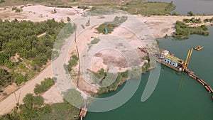 overhead view of sand quarry extraction of pitch