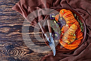 Overhead view of sliced Butternut squash