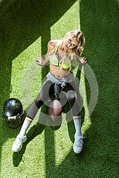 overhead view of sporty young woman