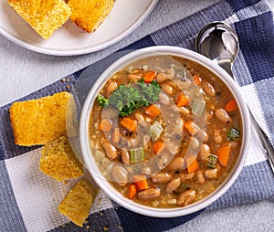 Overhead View of a Tasty Bowl of Bean Soup