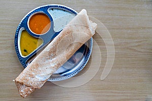 Overhead view of Thosai, popular indian food in Malaysia