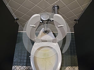 Overhead view of a toilet