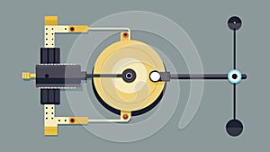An overhead view of the tonearm complete with its counterweight and antiskate mechanism. Vector illustration. photo
