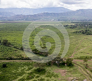 Overhead view of tropical landscape near Arba Minch, Ethiopia