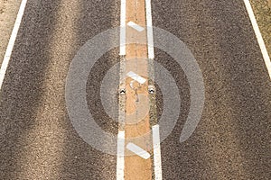 Overhead View of UK Motorway Road Sunny Day