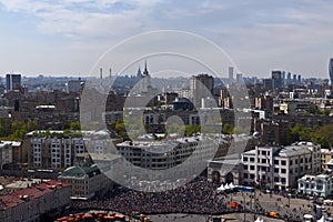 Overhead view of Victory Parade, Moscow, Russia