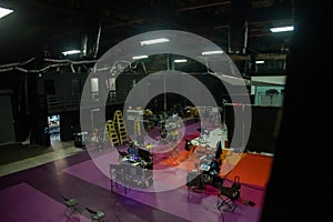 overhead view of a video production stage in Hollywood