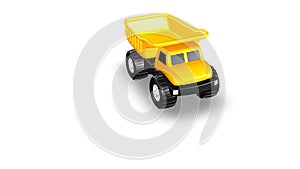 Overhead View of Yellow 3D Toy Dump Truck