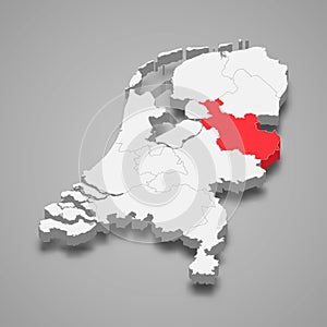 Overijssel province location within Netherlands 3d map