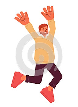 Overjoyed european man on cloud nine semi flat color vector character