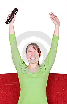 Overjoyed young woman