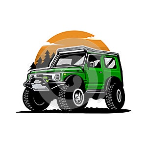 Overland 4x4 adventure offroad vehicle vector illustration