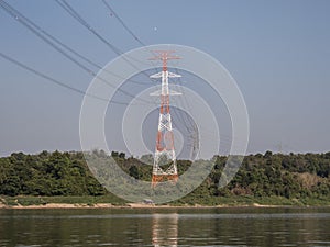 Overland high-voltage over the Mekong