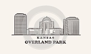 Overland Park skyline, kansas drawn sketch american city