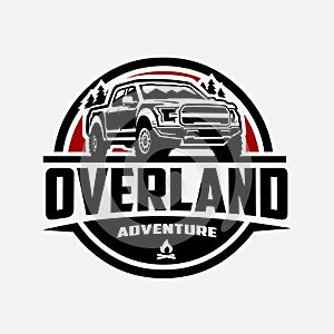 Overland Pickup Truck Offroad Vehicle Circle Emblem Logo Vector Isolated