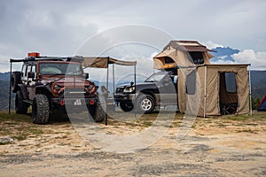 Overlanding camping toyota jeep mountain kinabalu